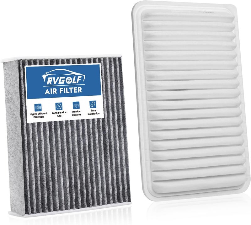 RVgolf Engine+Cabin Air Filters Fit for 2009-2019 Corolla, 2009-2014 Matrix, 2007-2018 Yaris, 2008-2014 Scion xD, 2009-2010 Vibe Engine Air Filter Replacement Accessories CF10285 CA10190 - Image 1